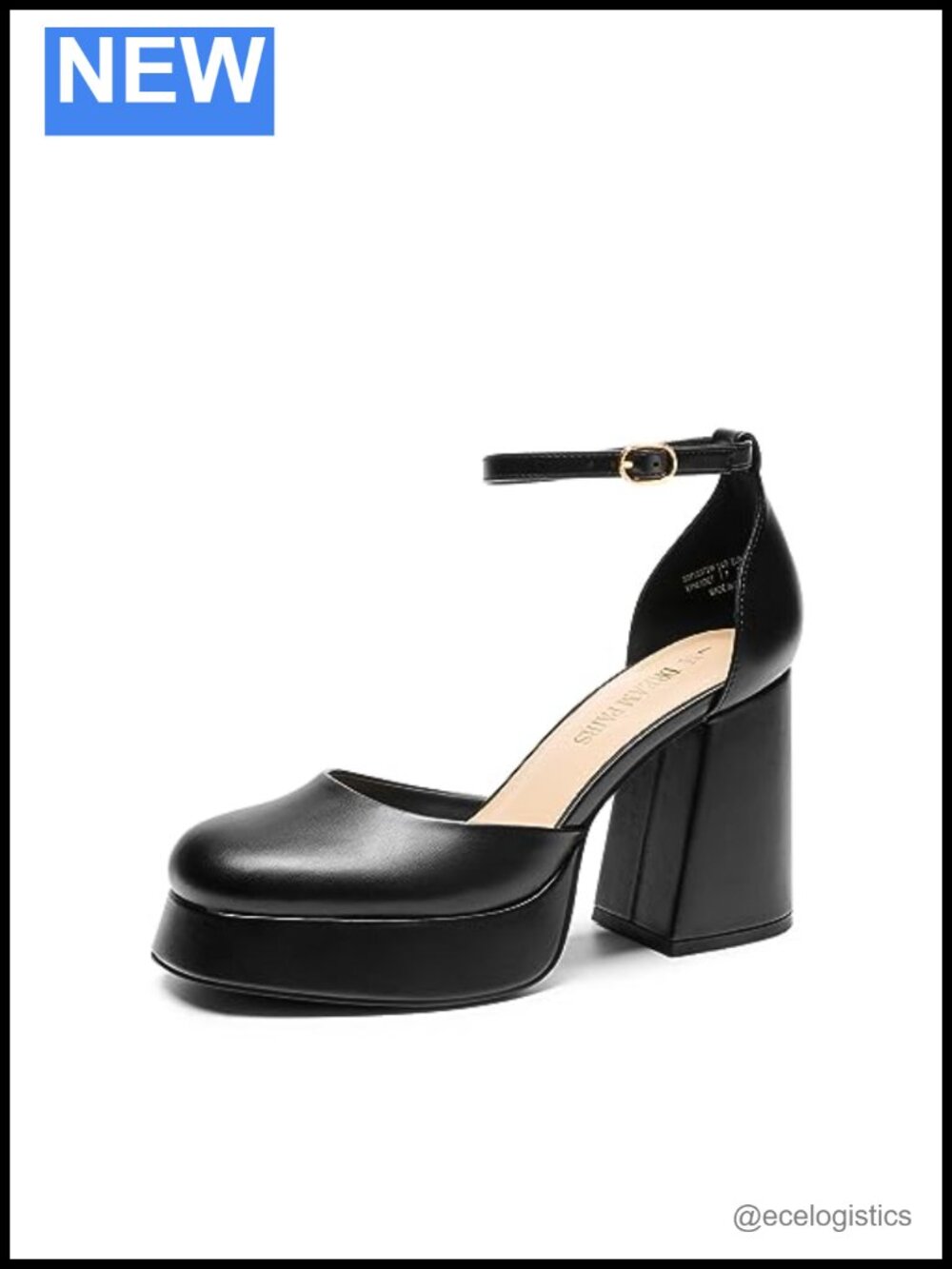 Platform Block Heel Pumps, 4" Heel, Adjustable Ankle Strap, Cushioned Insole